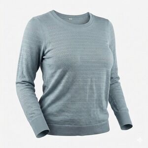 Lululemon Breeze By Long Sleeve Top Mesh Perforated Running Shirt 6 Dusty Blue